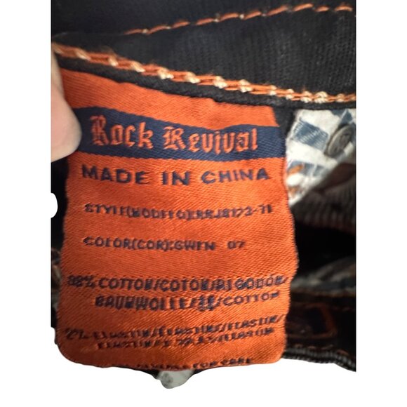 Rock Revival Gwen Bootcut Jeans Dark Wash Size 30 Cotton Blend Contrast Stitchin - Picture 3 of 10